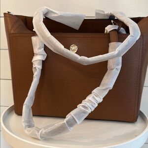 NWT Michael Kors Maisie Leather Luggage Multi 3-in-1 Brown Tote